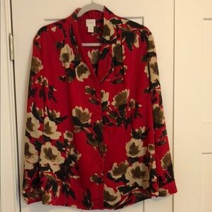Floral Red Blouse